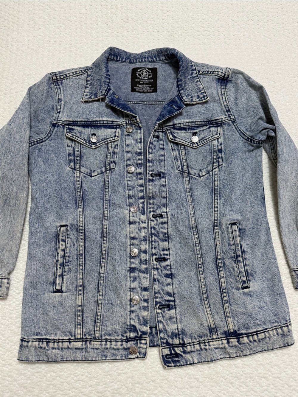 Vintage Monte Carlo Polo Jockey Club Blue Stone Wash Denim Trucker Jacket Large